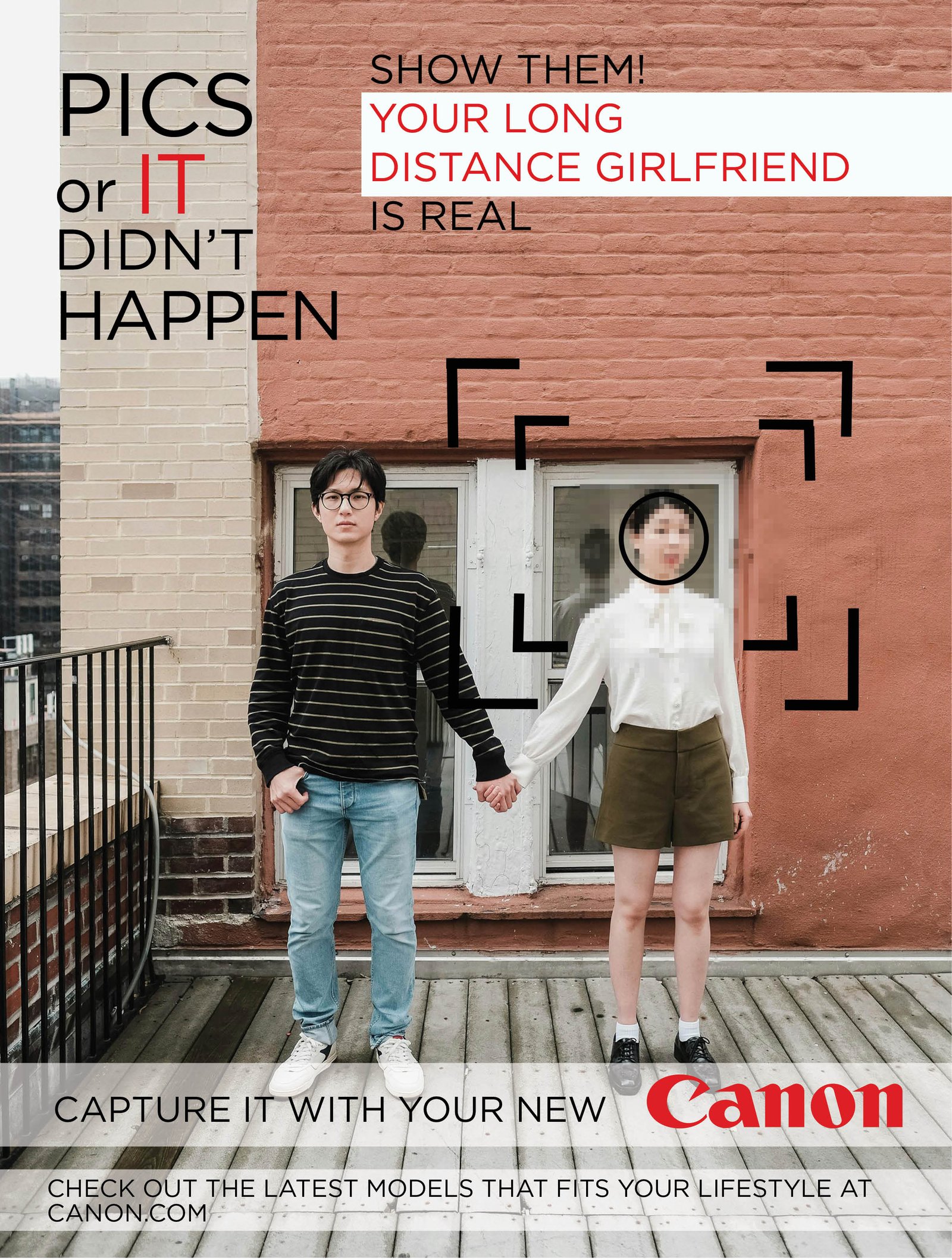 First ad campaign. A boy and a girl holding hands together.